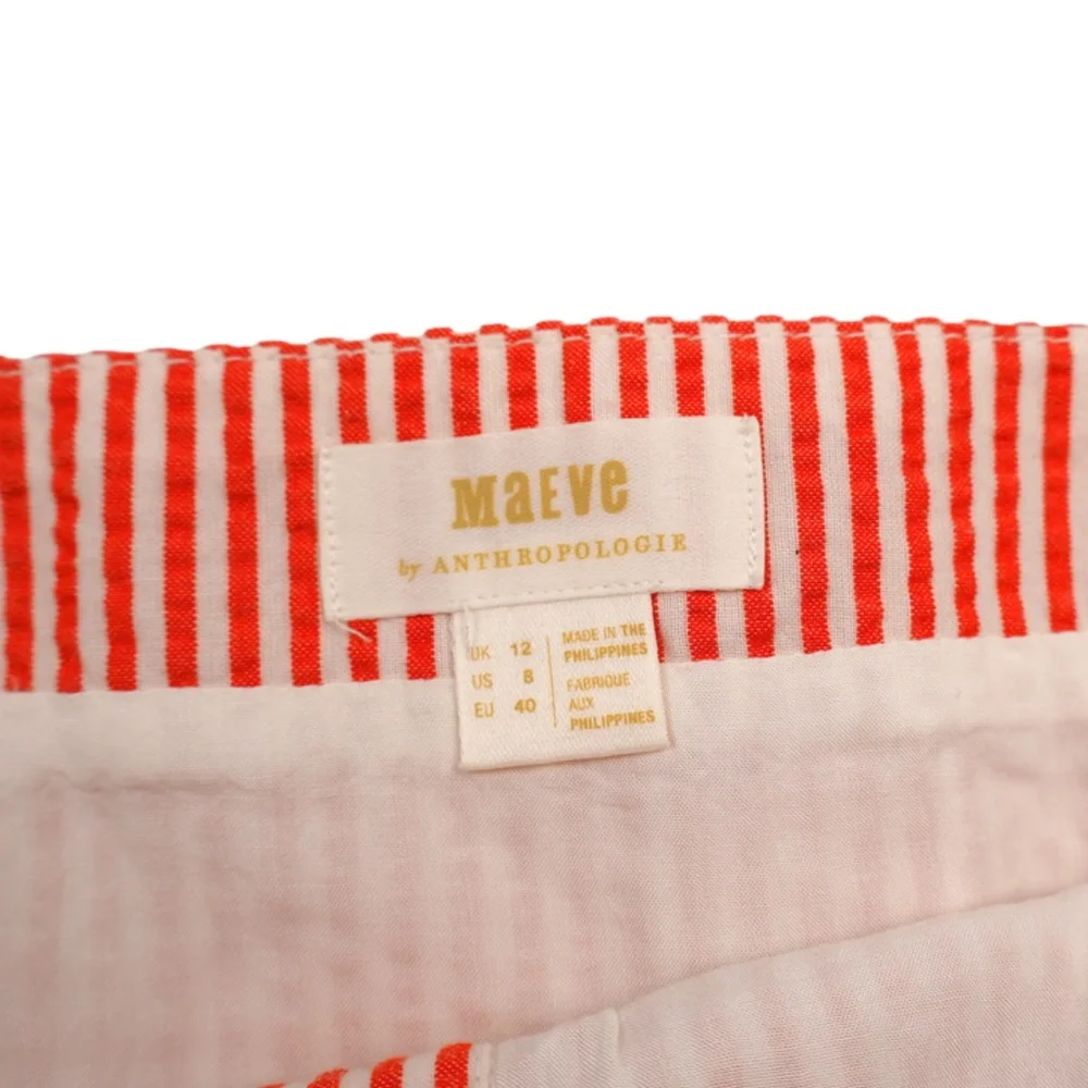 Maeve Anthropologie Striped Crop Top NWT Size 8 Red Button Front - Picture 4 of 8